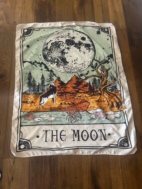 The Moon Scenic Art Scarf in Sage, Orange & Cream
